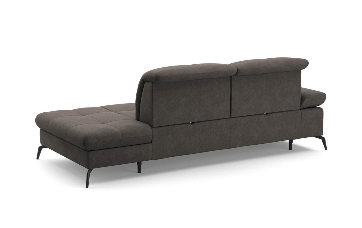 RÉCAMIERE in Flachgewebe Graphitfarben  - Schwarz/Graphitfarben, Konventionell, Textil/Metall (231/90/122cm) - Sit & More