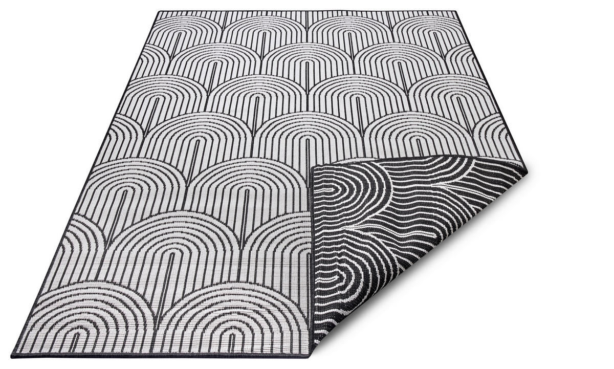 OUTDOORTEPPICH 120/170 cm Pangli Schwarz, Weiß  - Schwarz/Weiß, Design, Kunststoff (120/170cm)