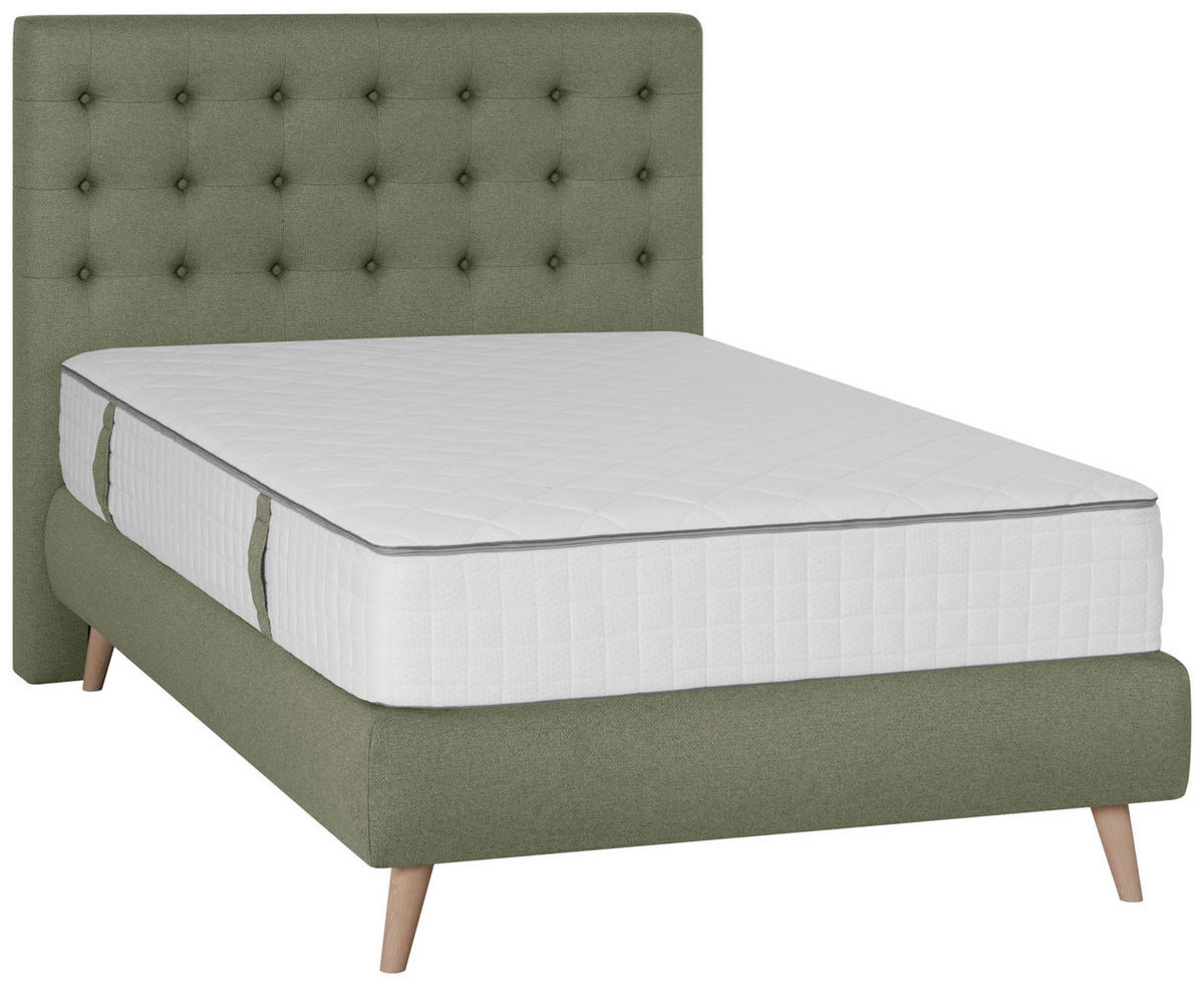 BOXSPRINGBETT 120/200 cm  in Grün  - Grün, Design, Holz/Textil (120/200cm) - Carryhome