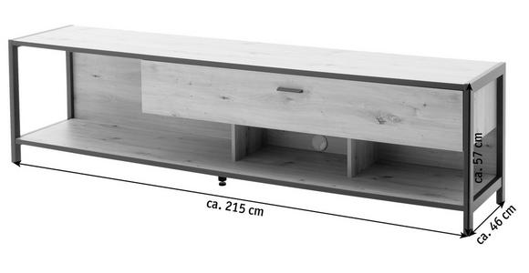 TV-ELEMENT 215/57/46 cm  - Eichefarben/Anthrazit, Design, Holzwerkstoff/Metall (215/57/46cm) - Carryhome