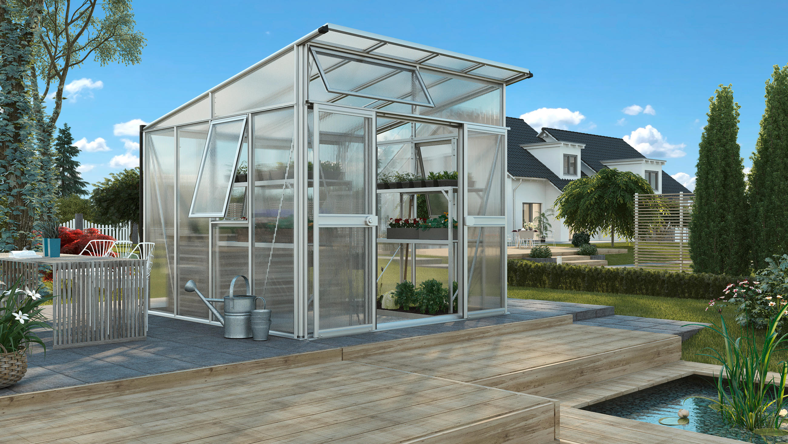 Gewächshausbausatz Aphrodite 7800 7,8 M2 Kunststoff/metall