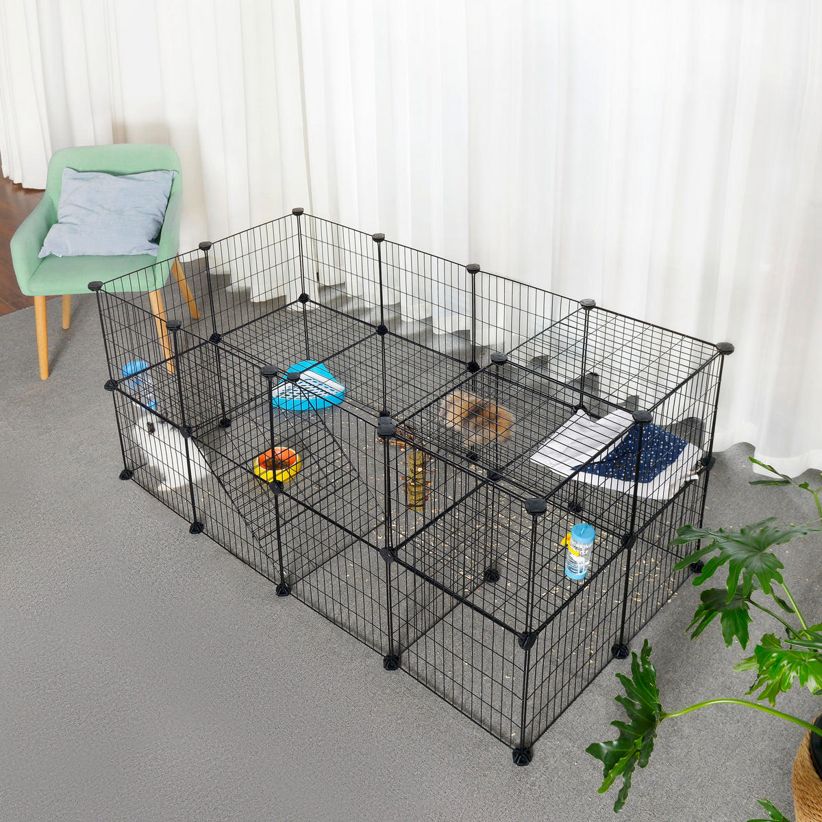 HEIMTIERGEHEGE - Schwarz, Basics, Kunststoff/Metall (143/71/73cm)