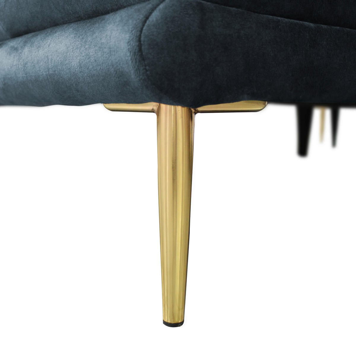 ECKSOFA in Velours Blau  196/264 cm  - Blau/Goldfarben, Design, Textil/Metall (196/264cm) - MID.YOU