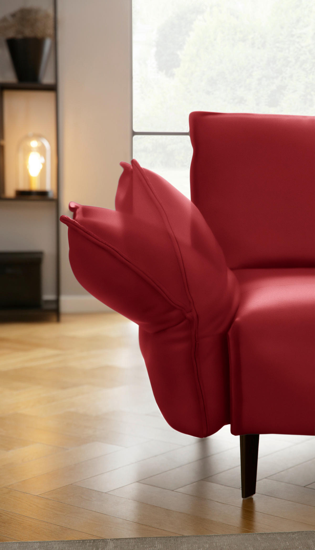ECKSOFA in Echtleder Rot  - Rot/Schwarz, Design, Leder/Metall (340/272cm) - W.Schillig