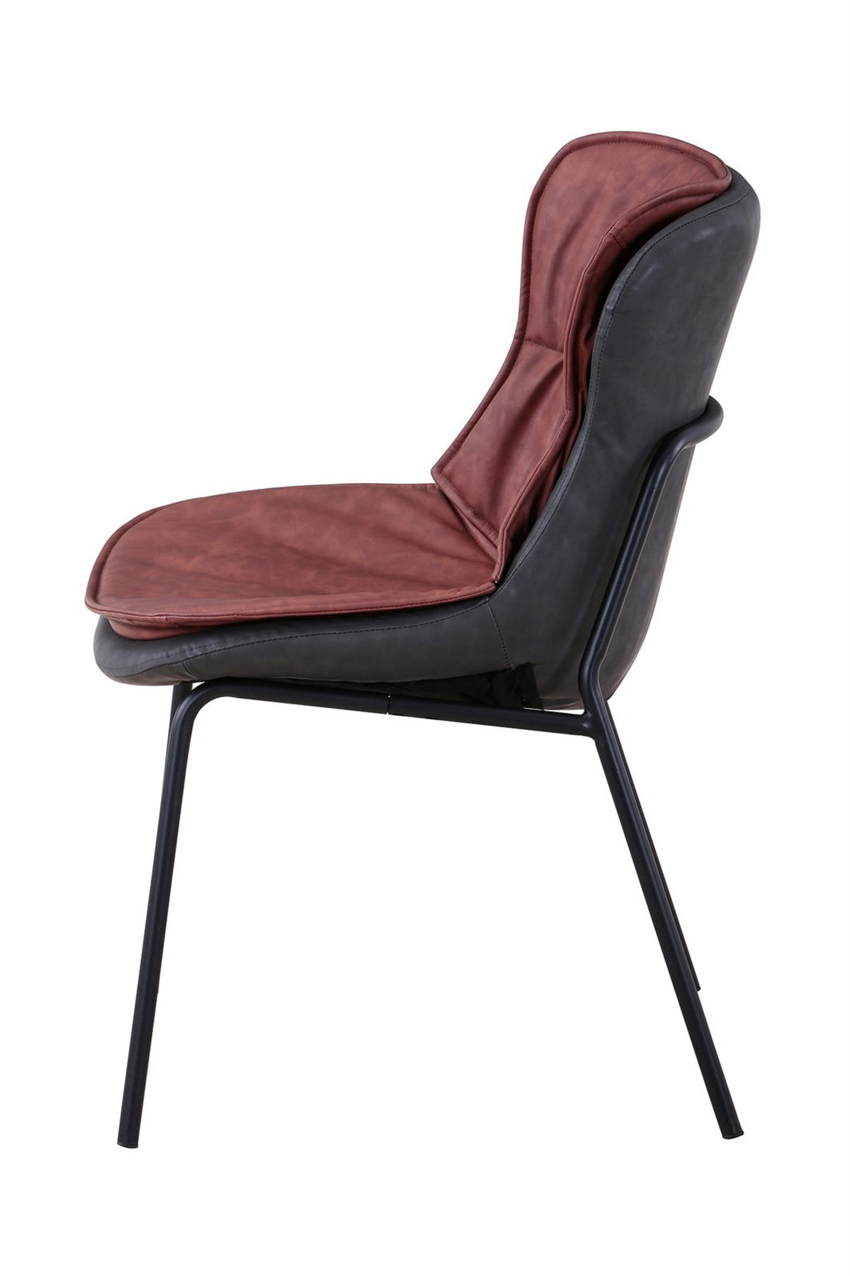 STUHL - Rotbraun/Schwarz, Design, Textil/Metall (54/84/64cm) - Kayoom