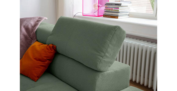 ECKSOFA Olivgrün Feincord  - Schwarz/Olivgrün, KONVENTIONELL, Kunststoff/Textil (311/219cm) - Hom`in