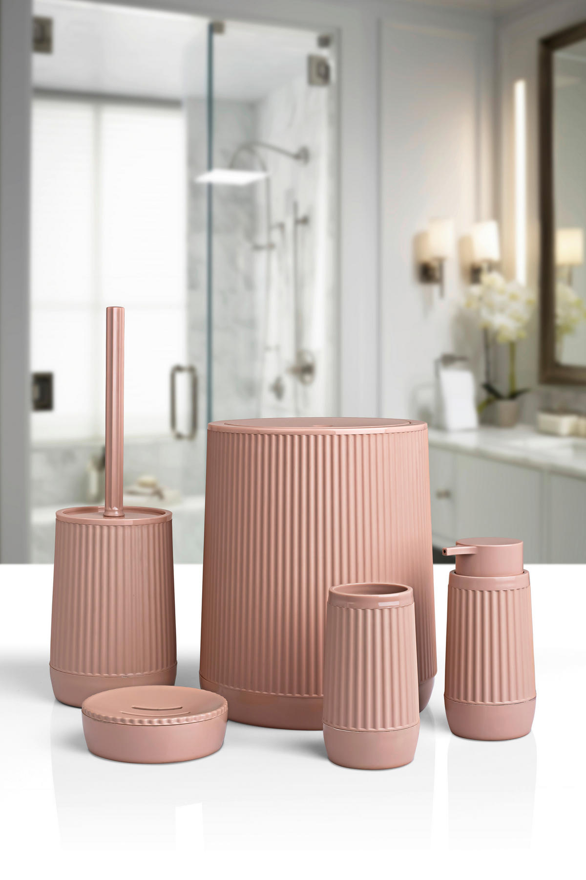 SET MED BADRUMSTILLBEHÖR plast  - rosa, Design, plast - Best Price