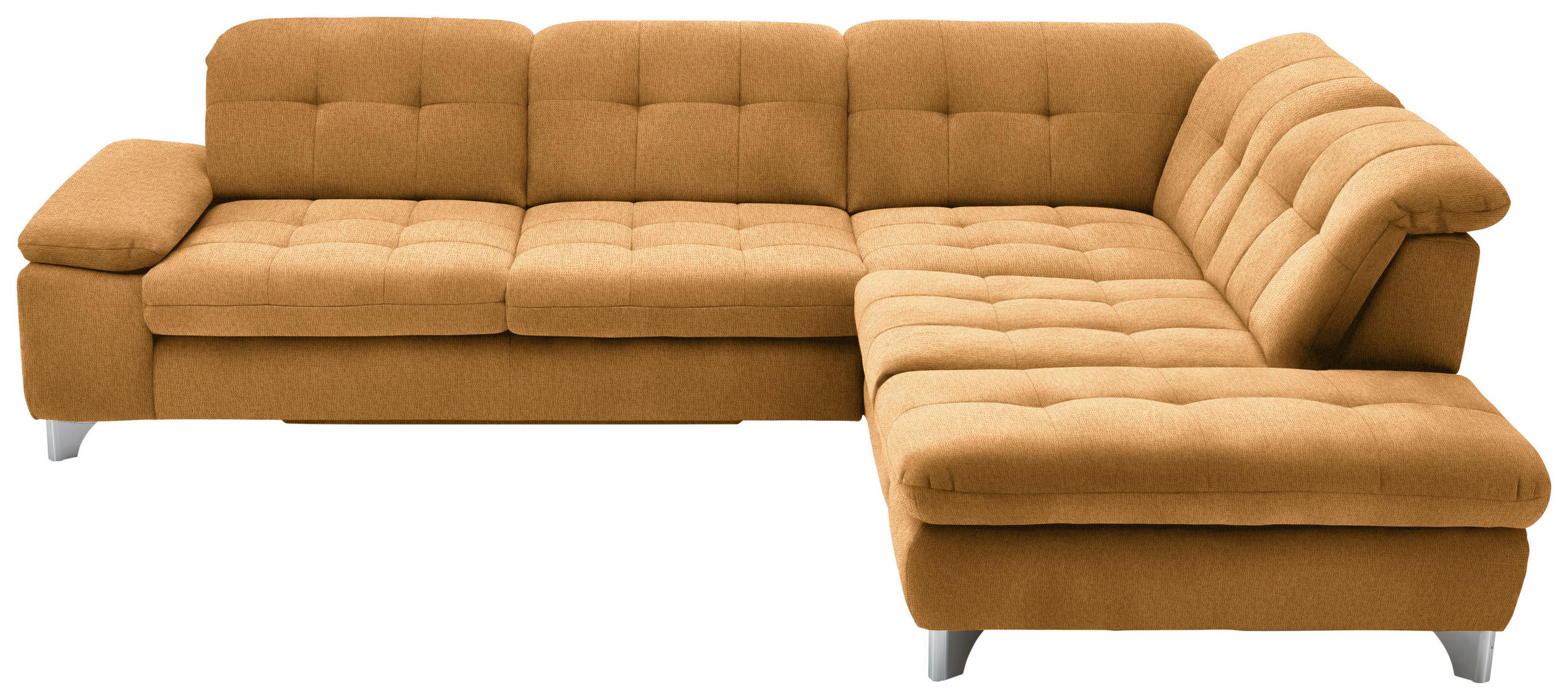 ECKSOFA in Chenille Currygelb  310/260 cm  - Chromfarben/Currygelb, Design, Textil/Metall (310/260cm) - Beldomo Speed