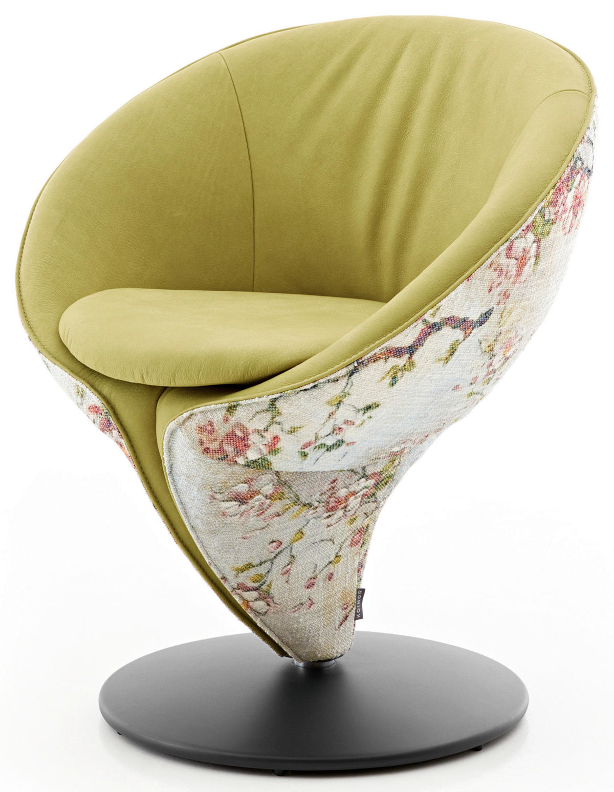 CHAISE  in Flachgewebe Echtleder, Kombination Echtleder/Stoff naturbelassen  - Beige/Schwarz, Design, Leder/Textil (70/82/65cm) - Koinor