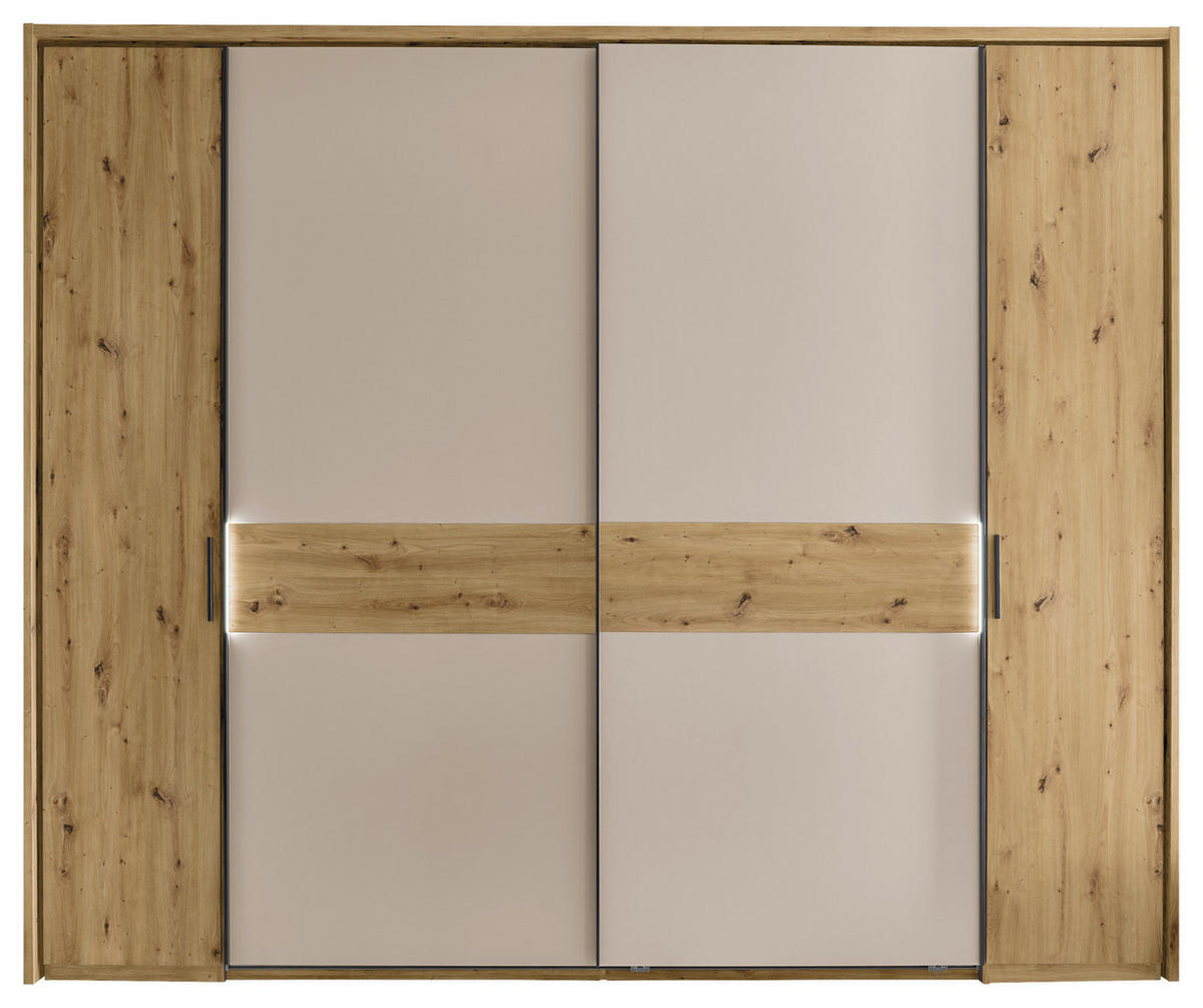 KOMBISCHRANK 267/225/62 cm 4-türig  - Kaschmir/Schwarz, Design, Holzwerkstoff/Metall (267/225/62cm) - Xora