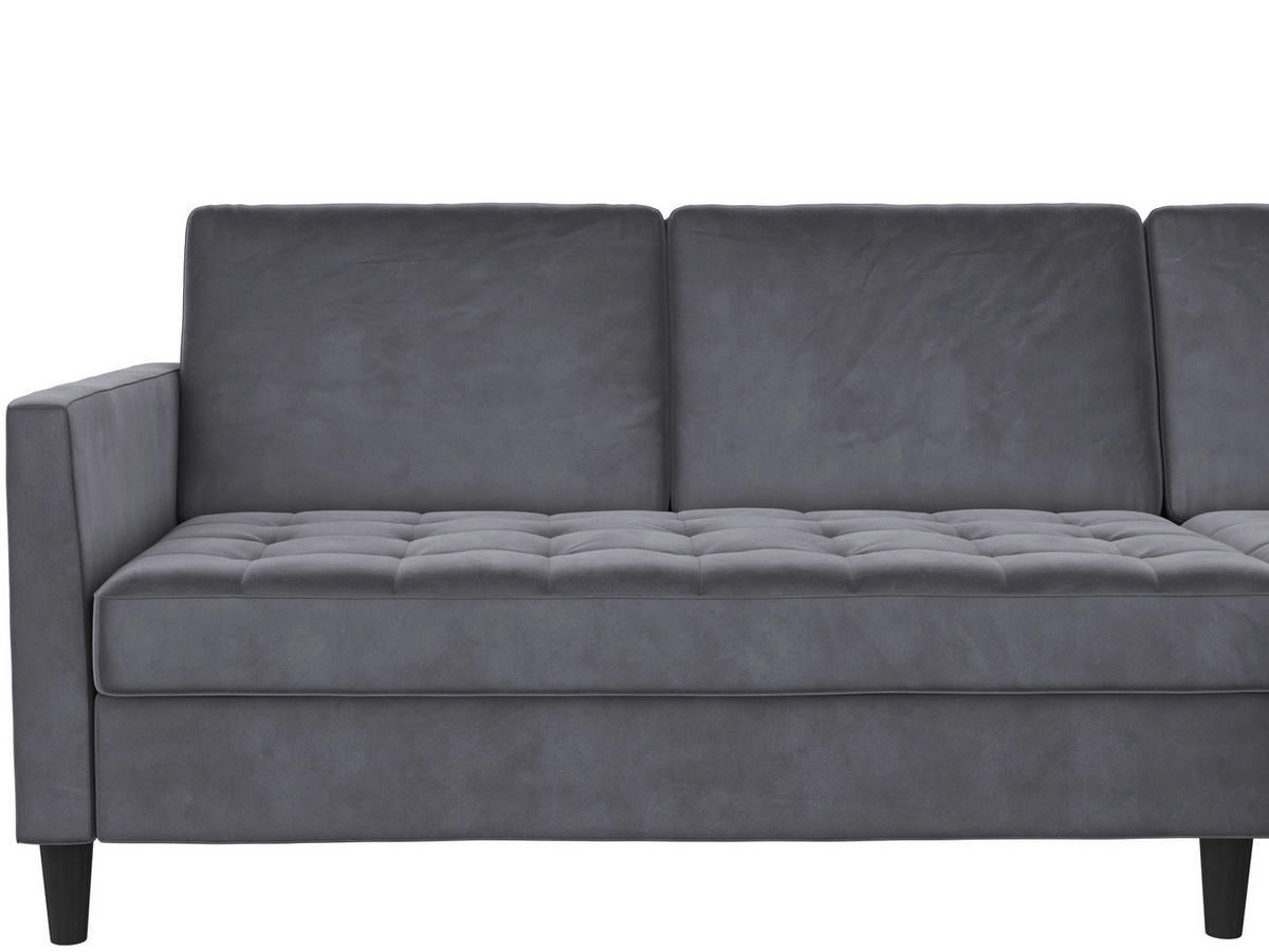 ECKSOFA PALERMO in Velours Anthrazit  - Anthrazit/Schwarz, Basics, Kunststoff/Textil (213/154cm) - Livetastic