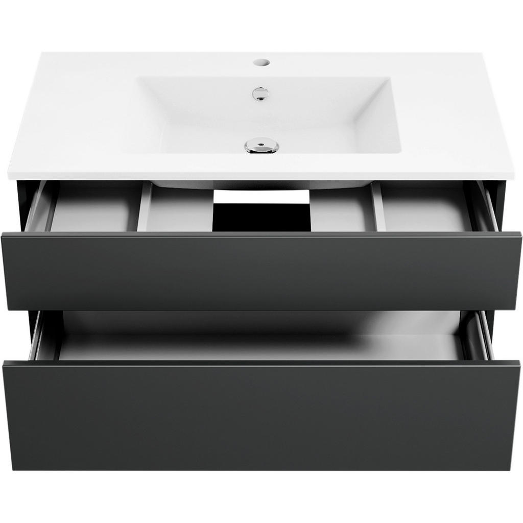 Thumbnail - Puris Badezimmer Get2You, Grau, Dunkelgrau, Holzwerkstoff, 2 Schubladen, 122 cm, Goldenes M, Made in Germany, hängend, B...