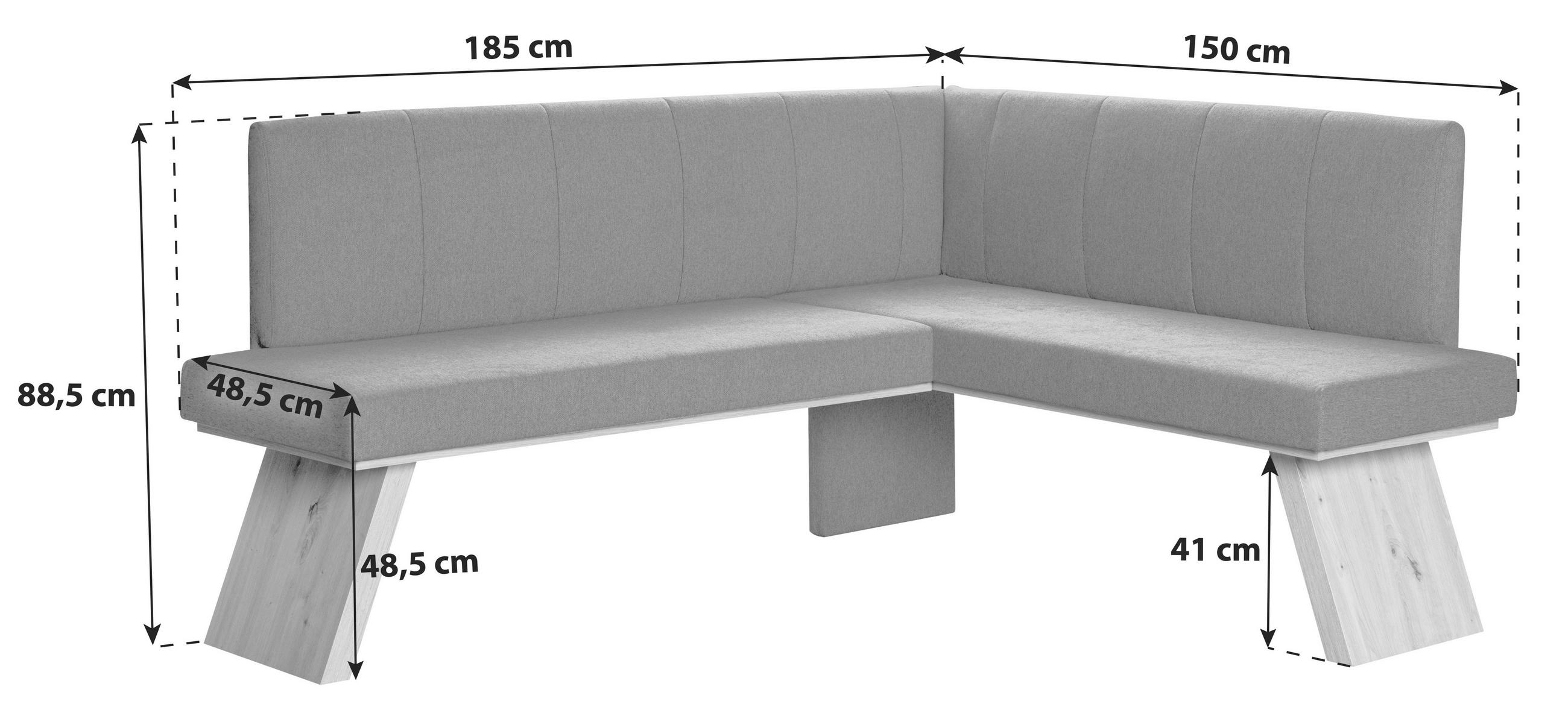 ECKBANK 185/150 cm Webstoff Grau   - Eichefarben/Grau, KONVENTIONELL, Textil (185/150cm) - Livetastic