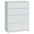 KOMMODE , 75/99/35 cm, 4 Schublade(n)  - Silberfarben/Hellgrau, Trend, Holzwerkstoff/Kunststoff (75/99/35cm) - Carryhome