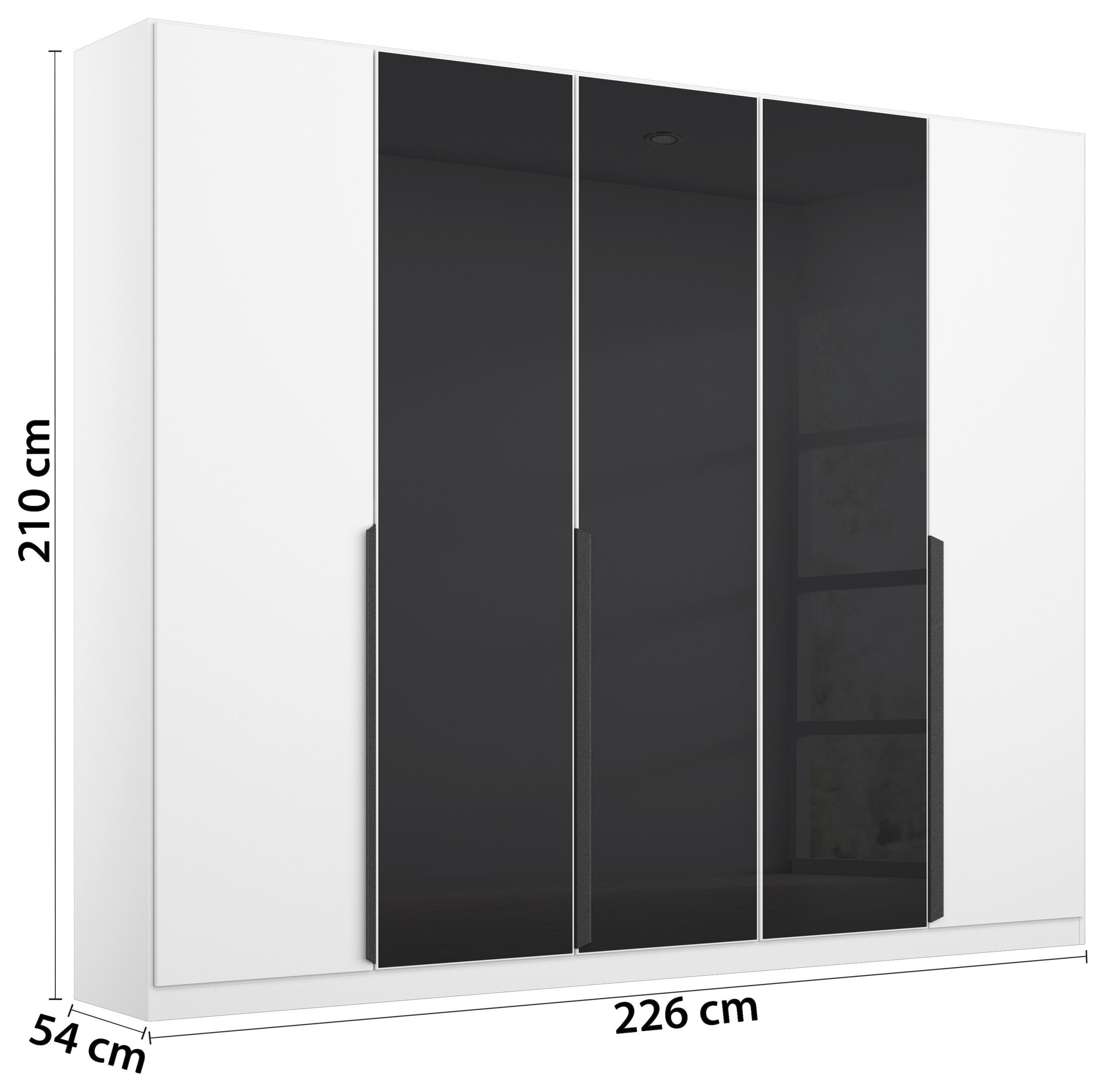 Thumbnail - Rauch Möbel Drehtürenschrank, Anthrazit, Weiß, Holzwerkstoff, 3 Fächer, 225x210x54 cm, Blauer Engel, Goldenes M, Made in...