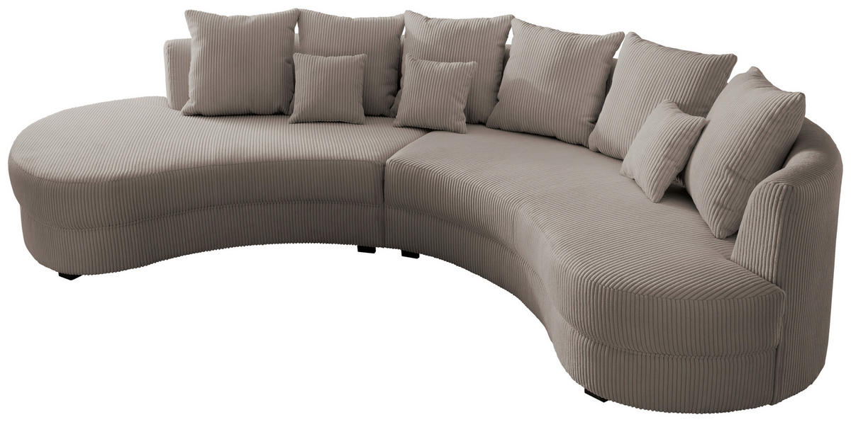 WOHNLANDSCHAFT Graubraun Cord  - Graubraun/Schwarz, Design, Kunststoff/Textil (160/300cm) - Livetastic