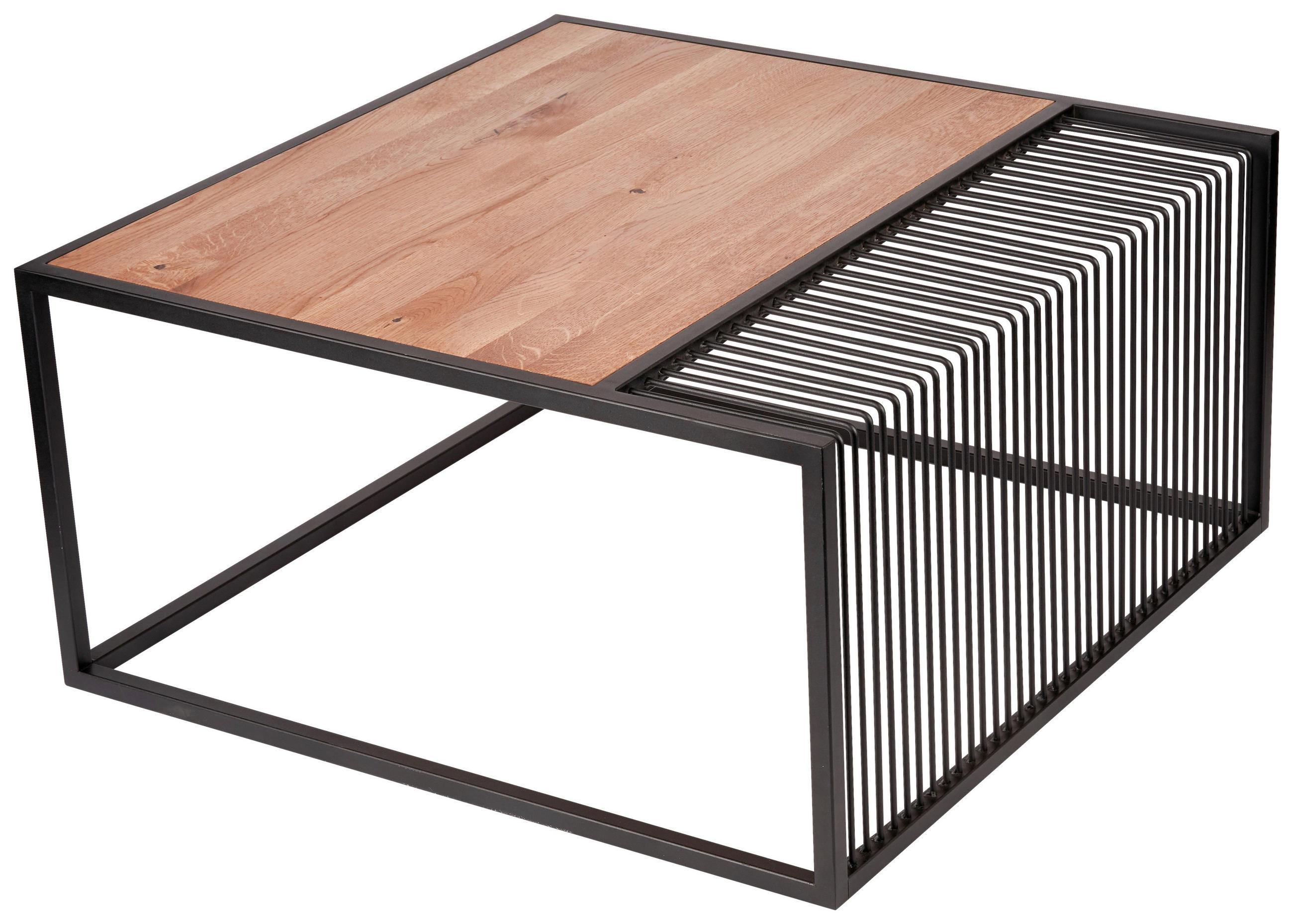 COUCHTISCH in Holz, Metall 80/80/40 cm  - Eichefarben/Schwarz, Natur, Holz/Metall (80/80/40cm) - Novel