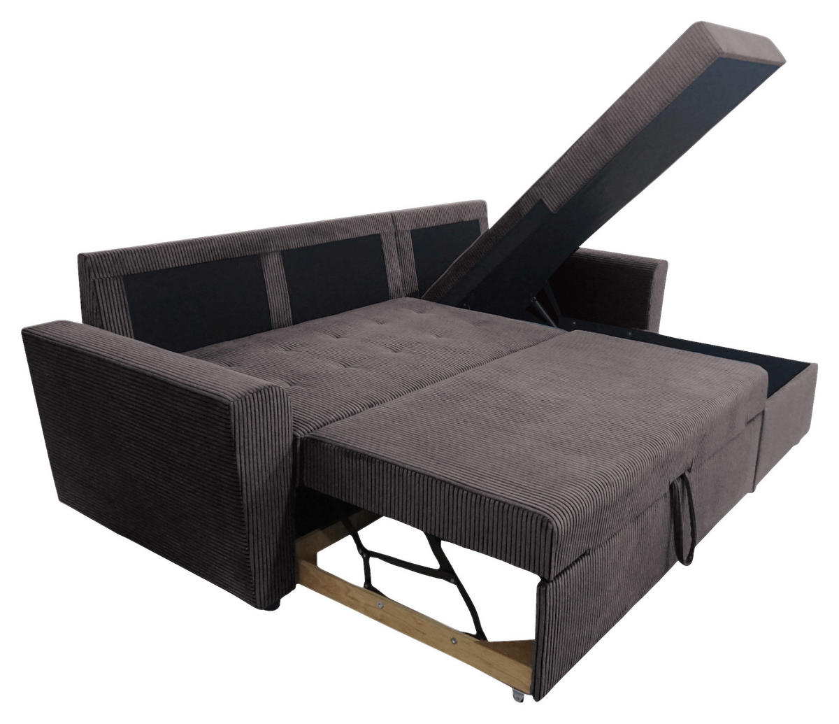 ECKSOFA TERMOLI in Cord Graubraun  231/155 cm  - Graubraun/Schwarz, Design, Kunststoff/Textil (231/155cm) - MID.YOU