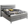 BOXSPRINGBETT 180/200 cm,  in Hellgrau, Matratze, Topper, Wendematratze mit unterschiedlichen Härtegraden, H3 + H4 = fest + sehr fest  - Hellgrau/Schwarz, Design, Textil/Metall (180/200cm) - Schöner Wohnen