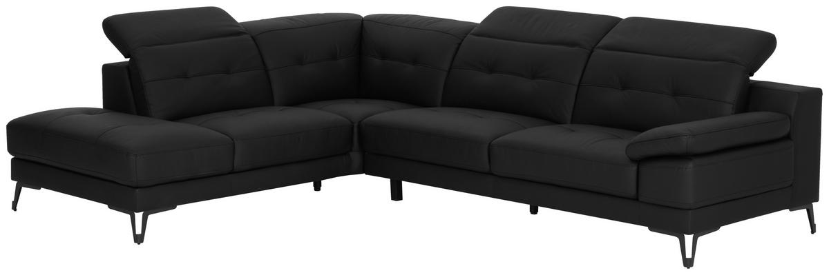 Freisteller von MID.YOU ECKSOFA Schwarz Echtleder.
