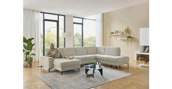 WOHNLANDSCHAFT Dieter Knoll Greige Chenille  - Greige/Schwarz, Design, Textil/Metall (175/349/235cm) - Dieter Knoll