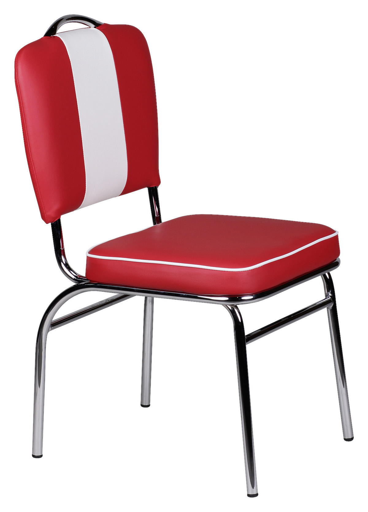 STUHL  in matt  - Weiss/Rot, Modern, Kunststoff/Metall (47/90/45cm) - MID.YOU