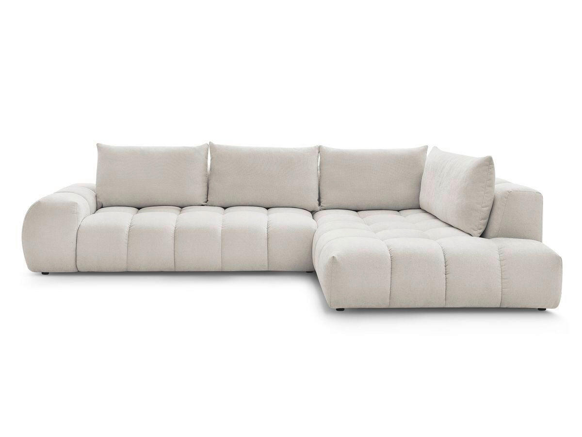 ECKSOFA Ottomane rechts  EVEREST Beige Struktur  - Beige/Schwarz, MODERN, Kunststoff/Textil (352/210cm) - Livetastic