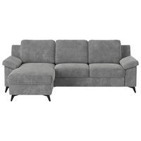 ECKSOFA  in Chenille Grau  - Schwarz/Grau, KONVENTIONELL, Textil/Metall (156/245cm) - Cotta