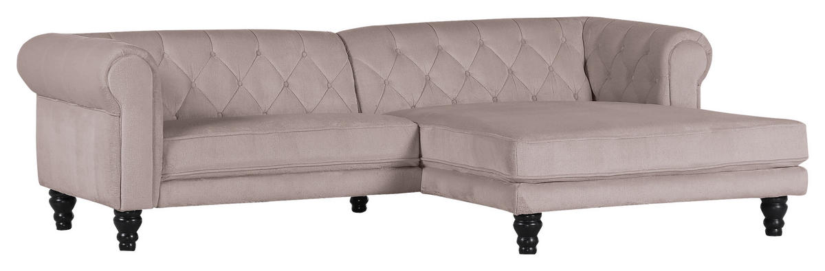 HÖRNSOFFA i plysch beige  - beige/mörkbrun, Design, trä/textil (260/160cm) - MID.YOU