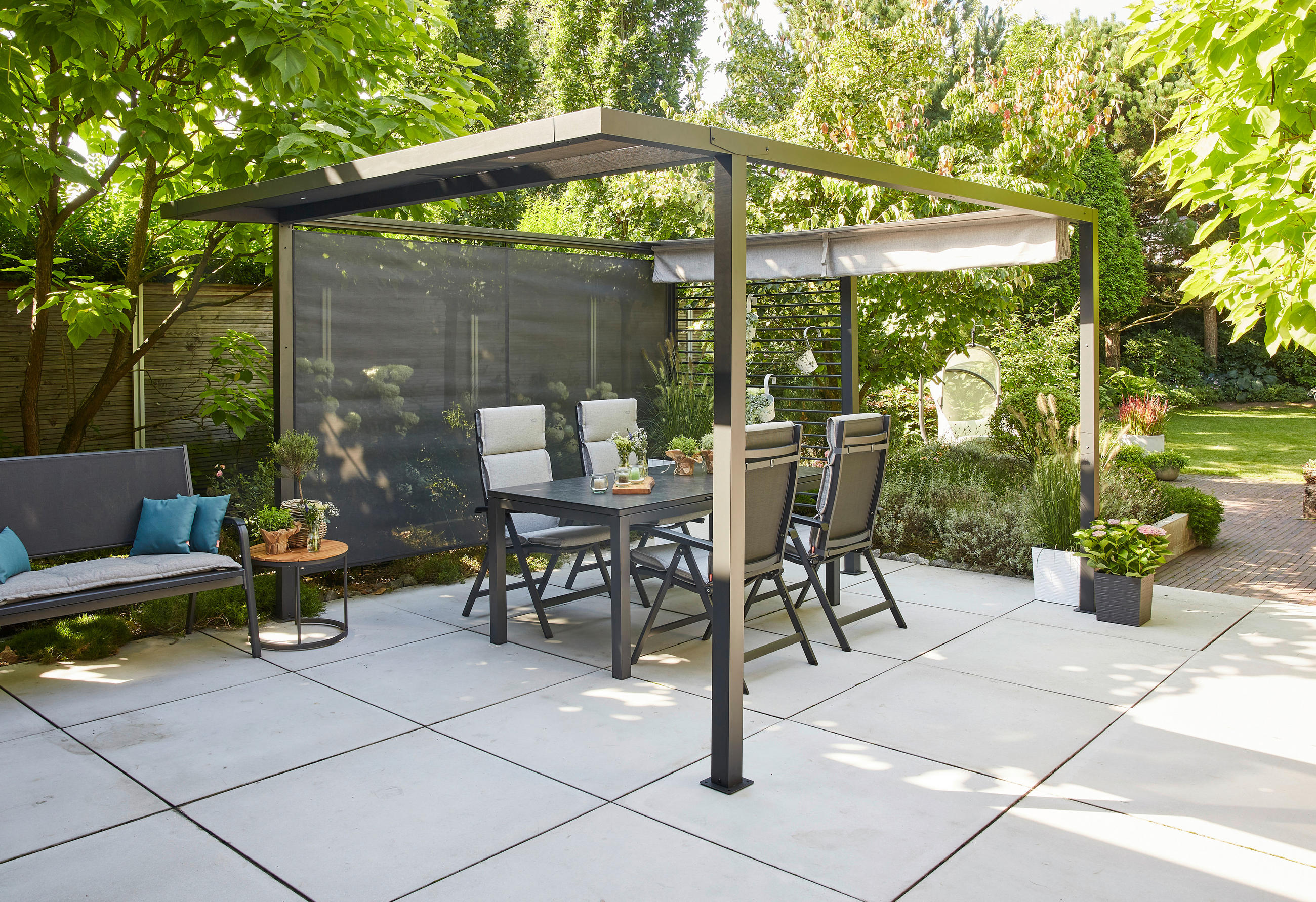 PAVILLON-SEITENTEIL 300/210/0,5 cm   - Anthrazit, Basics, Textil/Metall (300/210/0,5cm) - Siena Garden