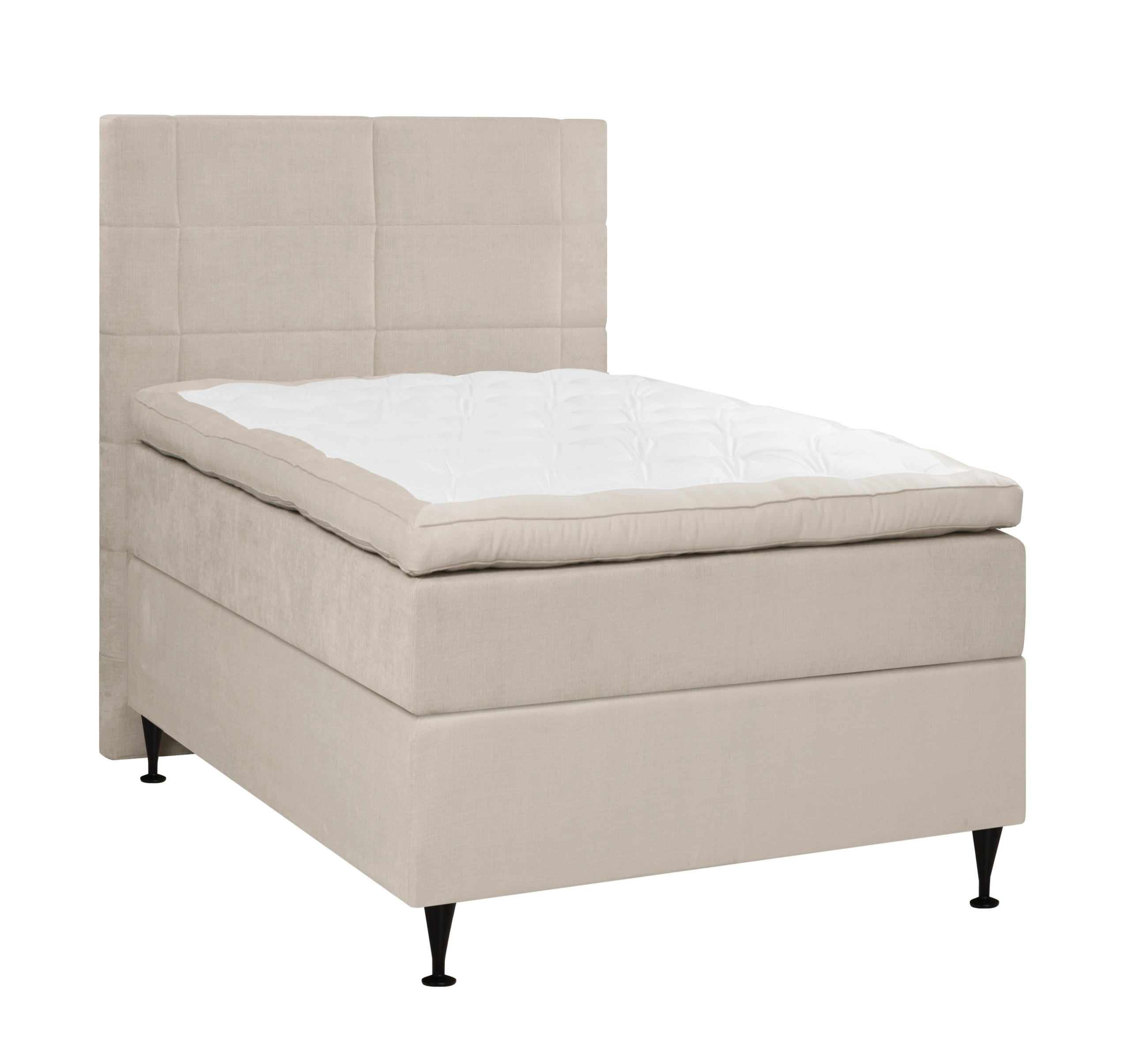 KONTINENTALSÄNG 120/200 cm,  in beige, H3 = fast  - beige/svart, Klassisk, metall/textil (120/200cm) - Novel