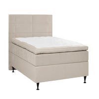 KONTINENTALSÄNG 120/200 cm,  in beige, H3 = fast  - beige/svart, Klassisk, metall/textil (120/200cm) - Novel