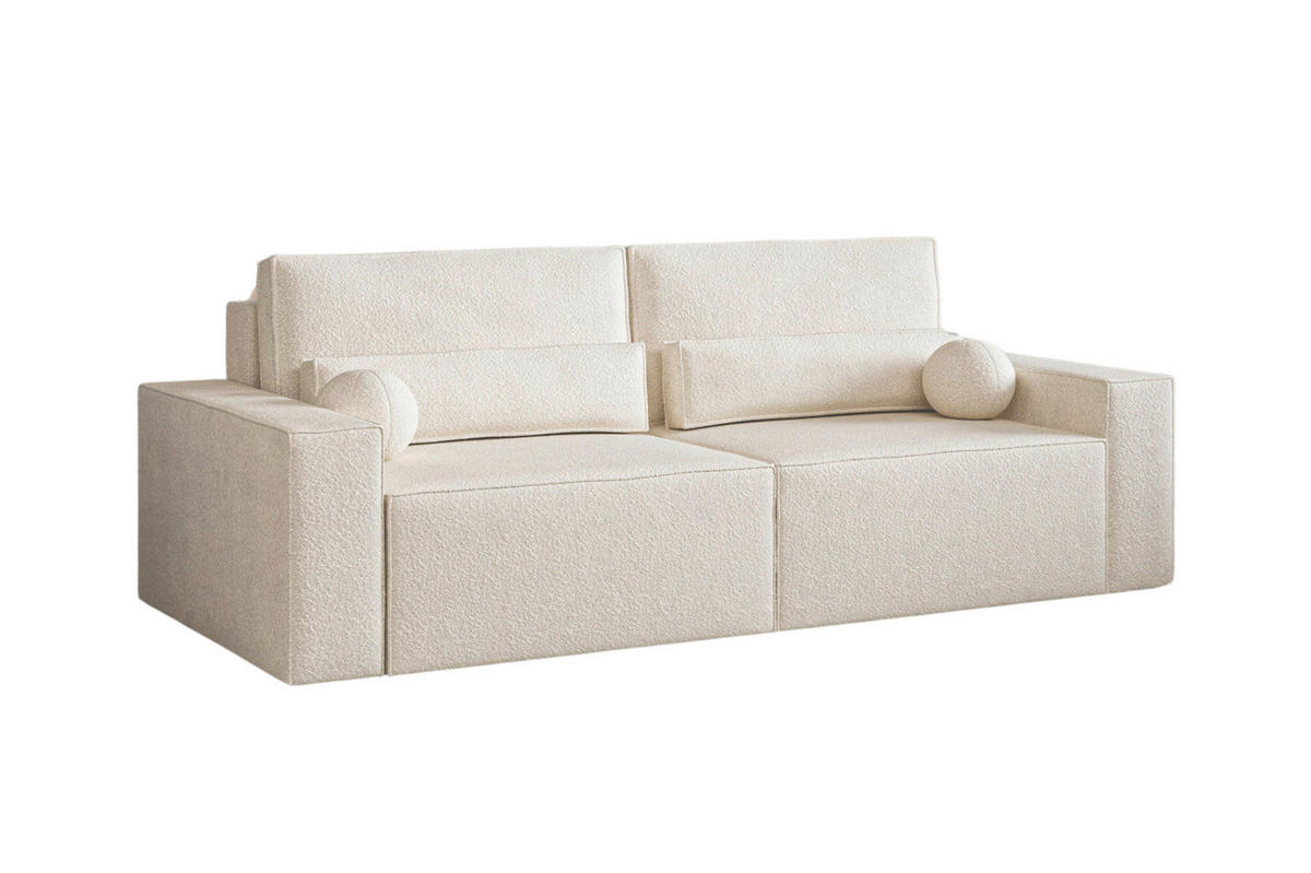 SCHLAFSOFA BRAZIL SOFA in Bouclé Creme  - Creme/Schwarz, Design, Textil (248/92/110cm) - MID.YOU