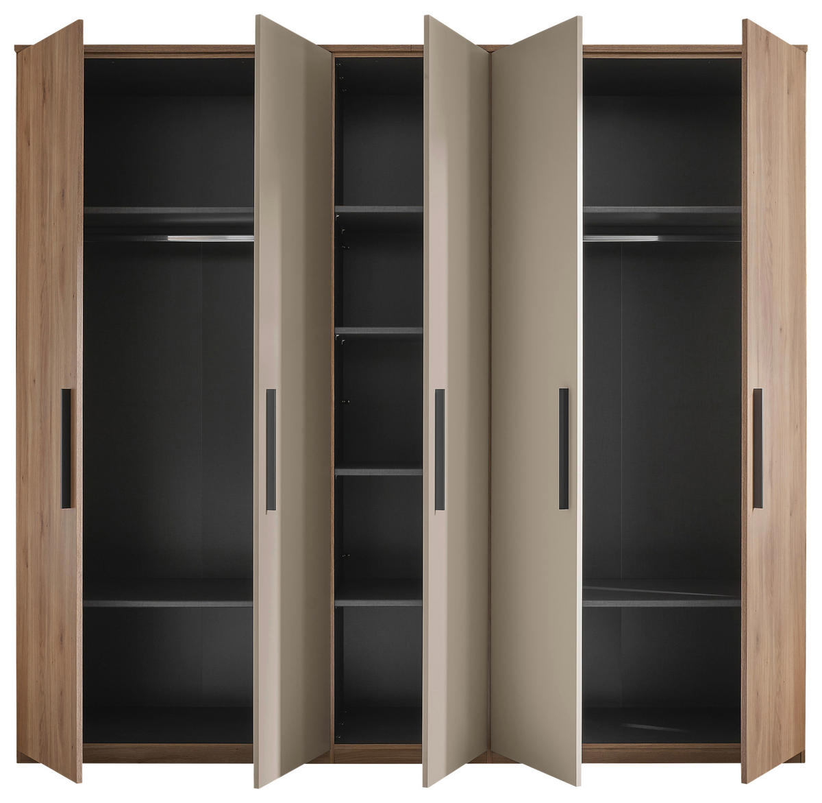 DREHTÜRENSCHRANK in Eichefarben, Kaschmir  - Kaschmir/Eichefarben, Design, Holzwerkstoff/Metall (250,8/227,7/60cm) - Xora