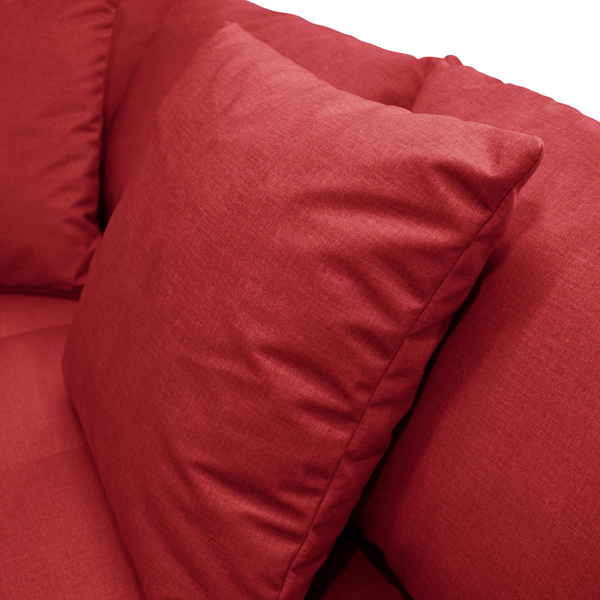 Ecksofa inkl. Hocker in Mikrofaser Rot  - Rot/Schwarz, Design, Holz/Textil (247/174cm) - MID.YOU