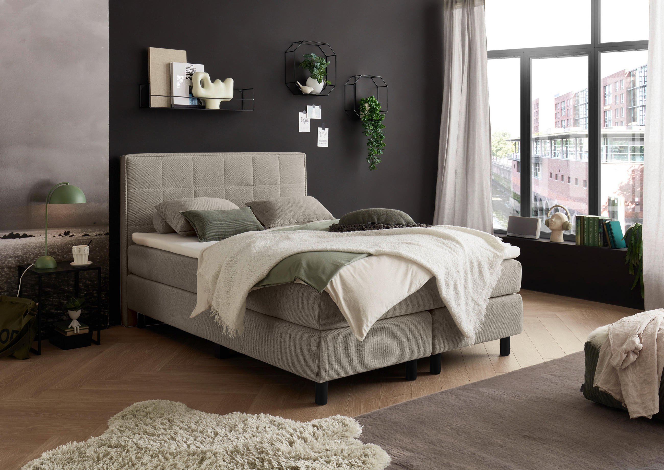 BOXBETT 140/200 cm  in Sandfarben  - Sandfarben, MODERN, Holzwerkstoff/Kunststoff (140/200cm) - MID.YOU