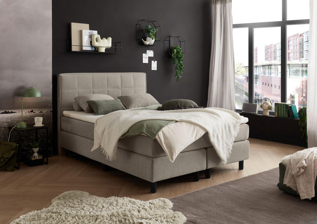 BOXBETT 140/200 cm in Sandfarben - Einrichtungsbeispiel