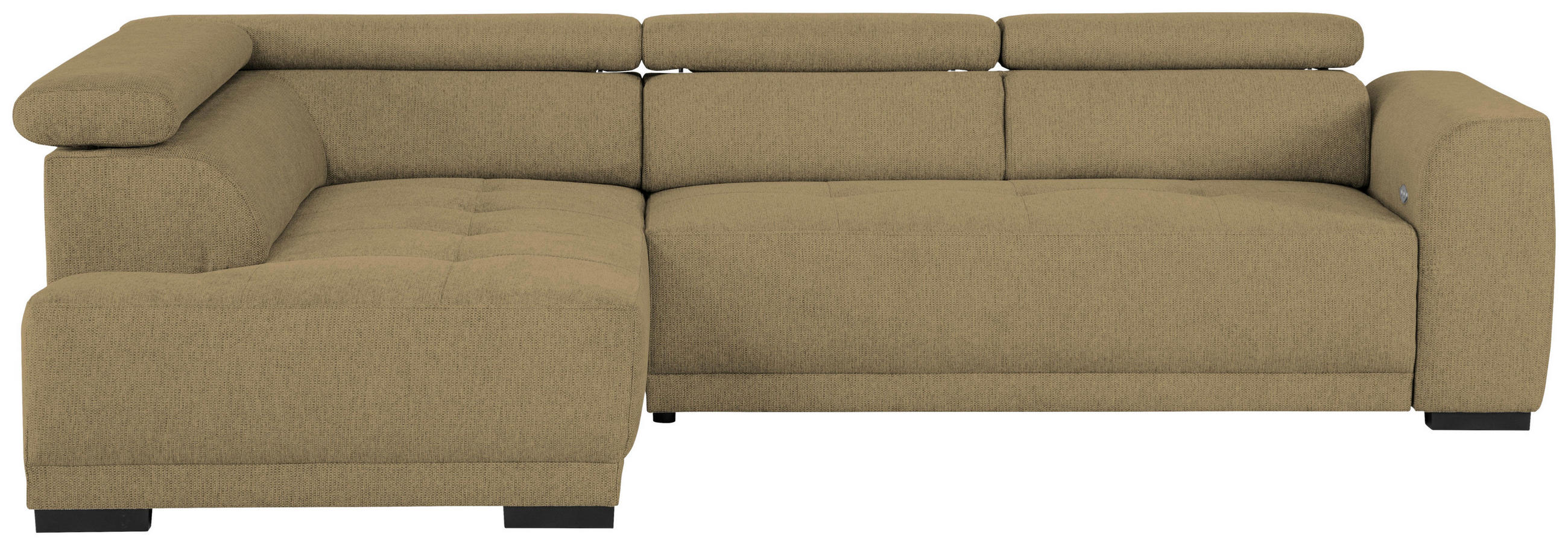 ECKSOFA Ottomane links, Eckteil  Olivgrün Struktur  - Schwarz/Olivgrün, Design, Kunststoff/Textil (205/284cm) - Xora