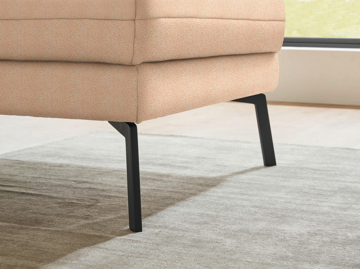 ECKSOFA Flachgewebe Lachsfarben  - Schwarz/Lachsfarben, Design, Textil/Metall (255-365/175-224cm) - Dieter Knoll