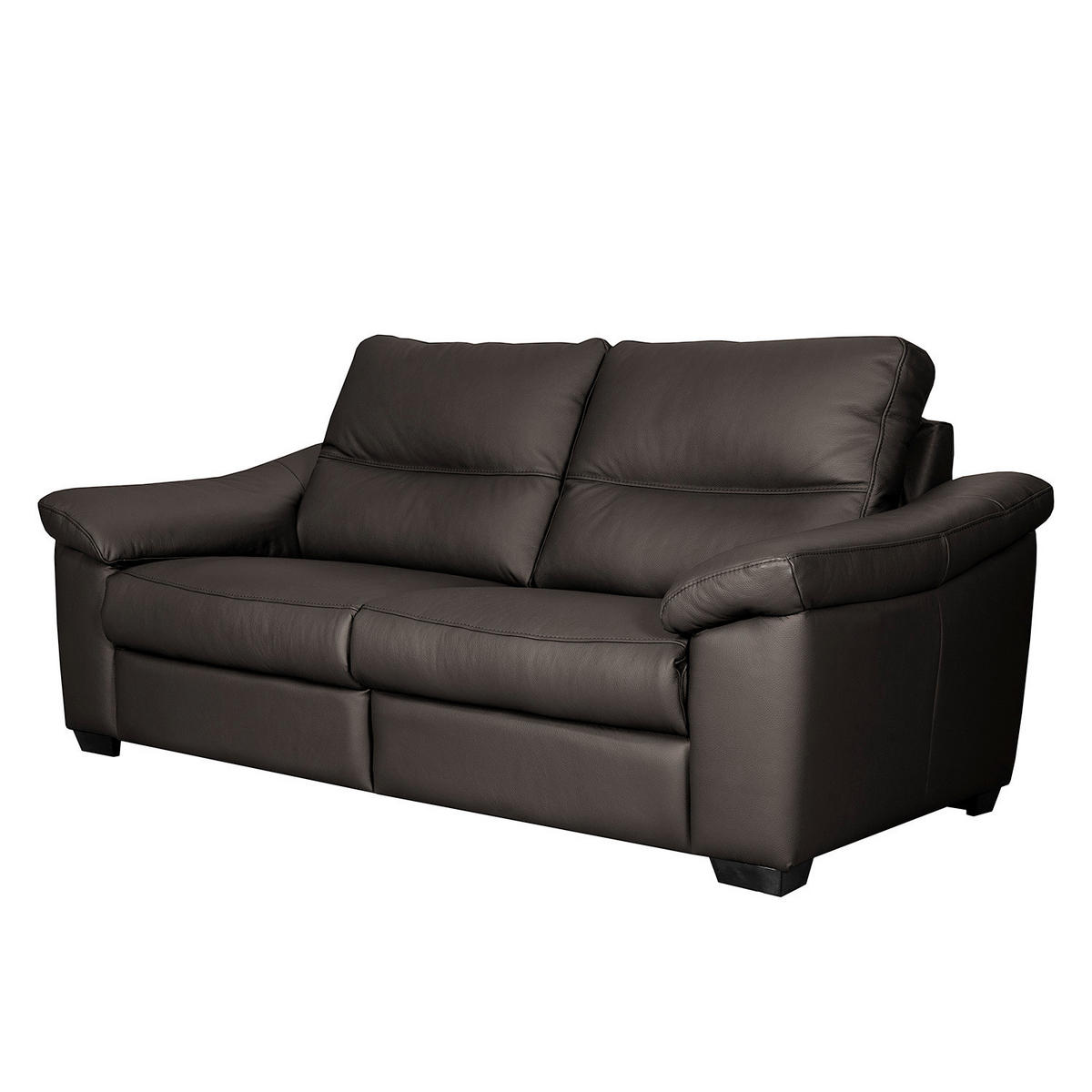 2-SITZER-SOFA  in Echtleder Braun   - Schwarz/Braun, Design, Leder/Holz (174/97/97cm) - Livetastic