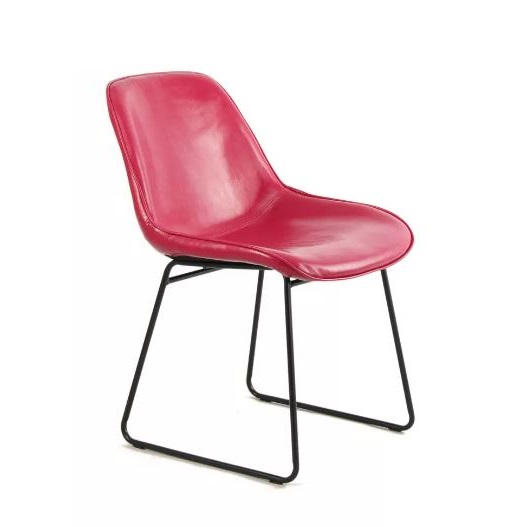 STUHL-SET Lederlook Rot, Pink  - Pink/Rot, Design, Leder/Metall (49,5/81/64,5cm)