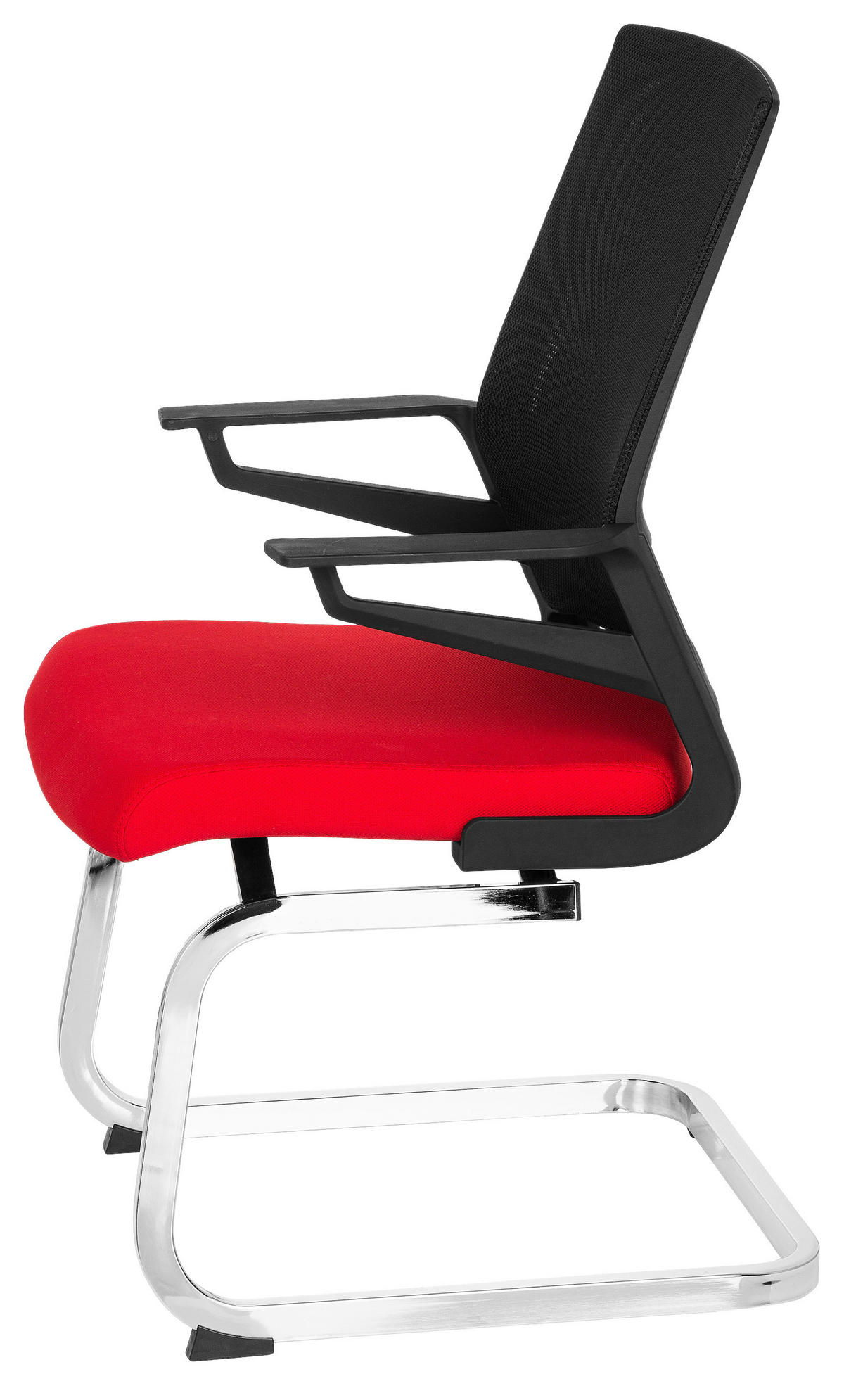 BESUCHERSTUHL Rot, Schwarz  - Chromfarben/Rot, MODERN, Kunststoff/Textil (59/95/54cm) - MID.YOU