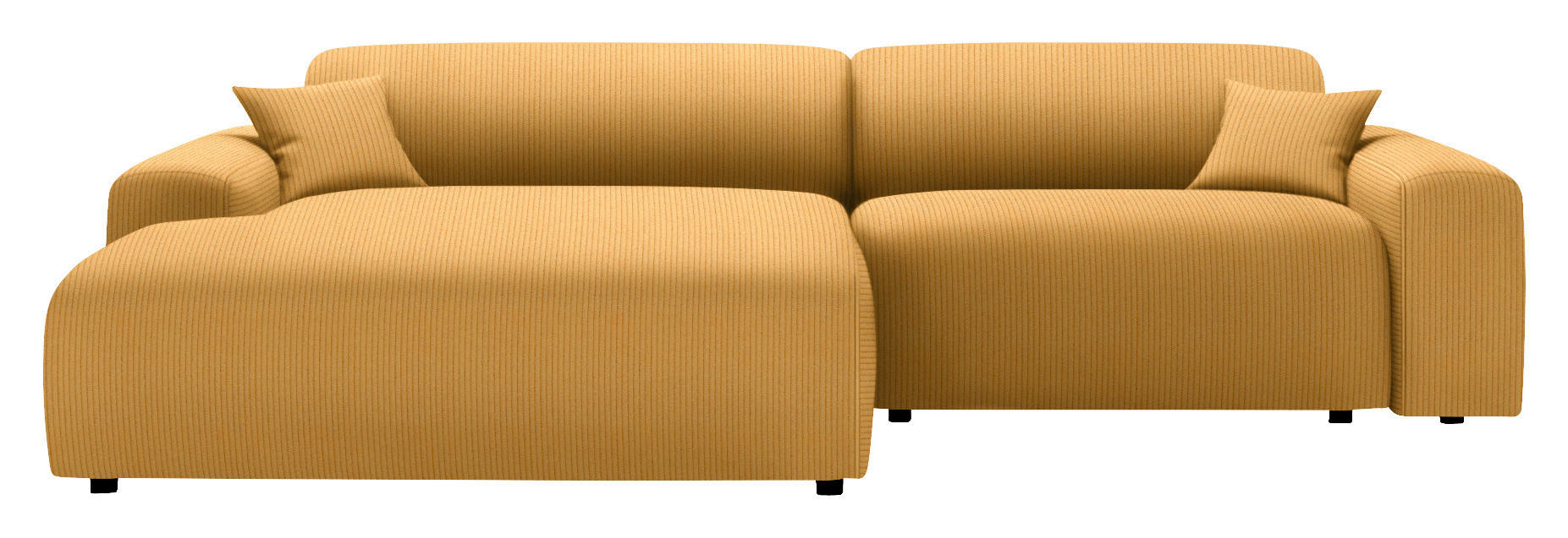 ECKSOFA in Velours, Feincord Gelb  - Gelb/Schwarz, Design, Kunststoff/Textil (178/292cm) - Livetastic