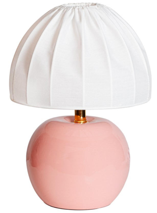 BORDSLAMPA 20/27 cm   - vit/rosa, Klassisk, textil/keramik (20/27cm) - Cottex