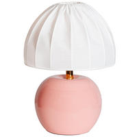 BORDSLAMPA 20/27 cm   - vit/rosa, Klassisk, textil/keramik (20/27cm) - Cottex