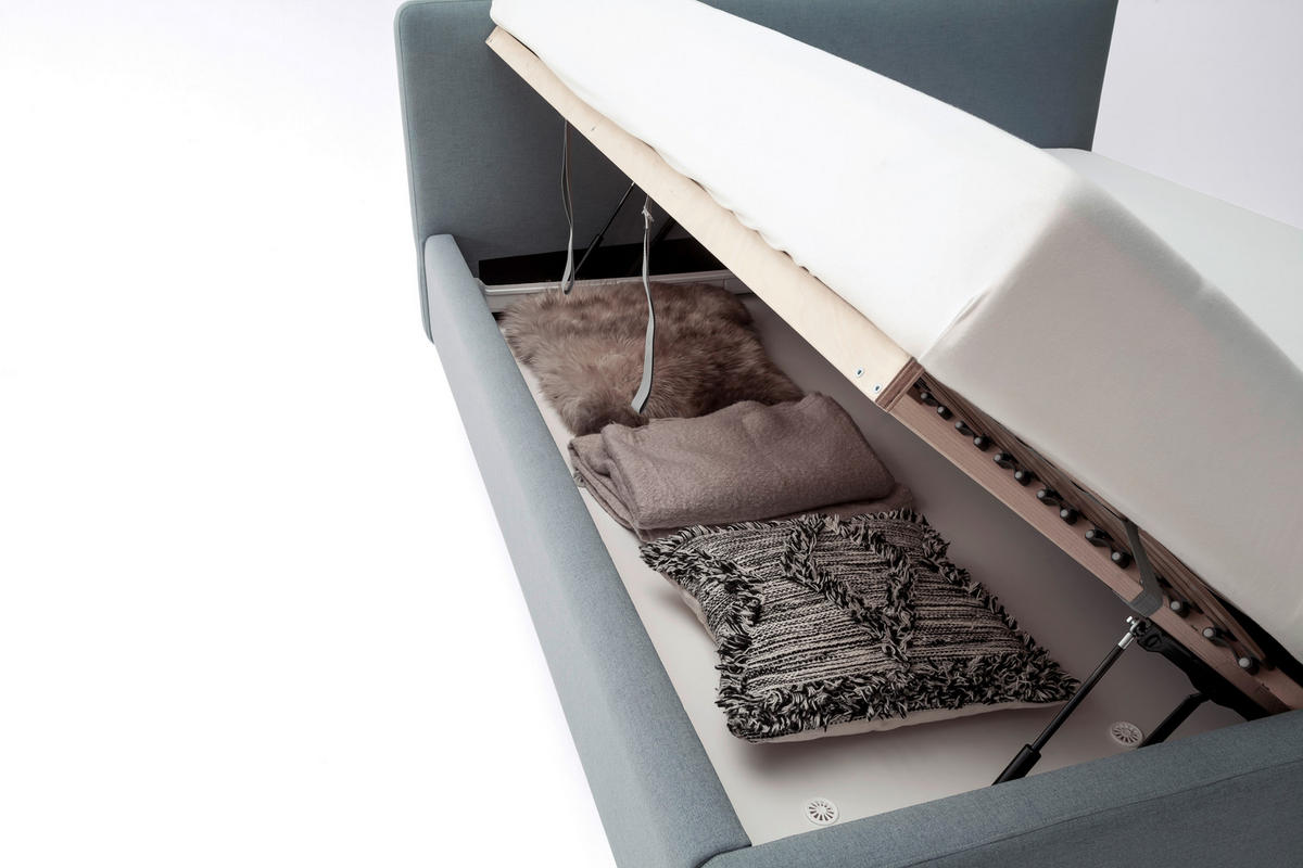 POLSTERBETT 180/200 cm  in Hellblau  - Eichefarben/Hellblau, Design, Holz/Textil (180/200cm) - Livetastic
