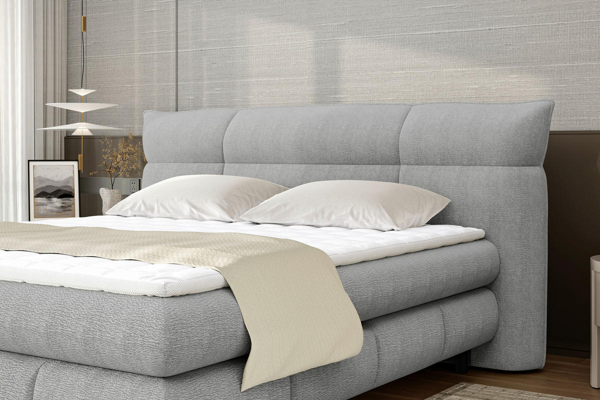 BOXSÄNG 180/200 cm  i grå  - svart/grå, Design, metall/textil (180/200cm) - Glandor