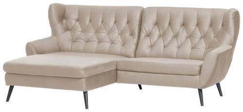 ECKSOFA in Mikrofaser Beige  - Beige/Schwarz, Design, Holz/Textil (165/237cm) - Stylife
