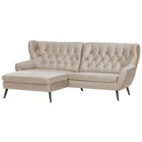 ECKSOFA in Mikrofaser Beige  165/237 cm  - Beige/Schwarz, Design, Holz/Textil (165/237cm) - Stylife