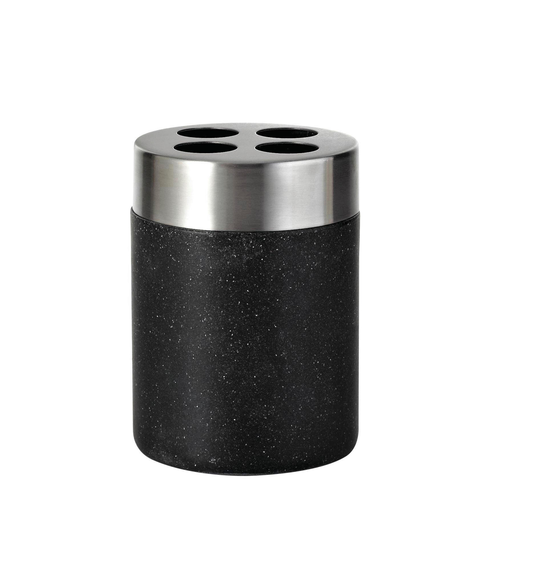 ZAHNPUTZBECHER Metall, Kunststoff  - Schwarz, Basics, Kunststoff/Metall (7,5/10,5/7,5cm) - Sadena